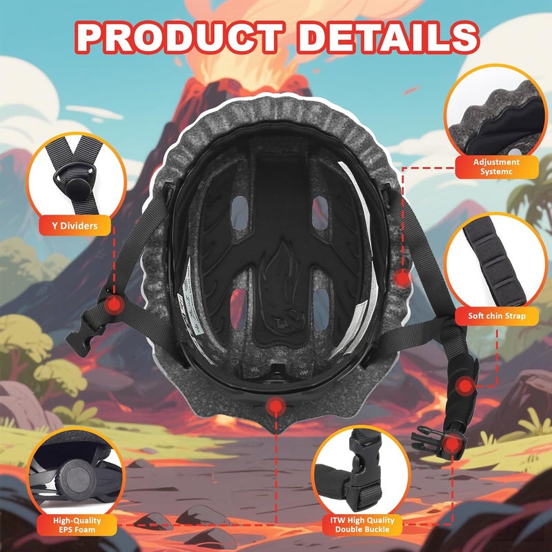 Bavilk Toddler Kids Bike Helmet,3D Dinosaur Helmets for Boys Girls Infant/Baby to Children 1/2/3/4/5/6/7/8 Years Old Lightweight Adjustable Multi-Sports Bicycle Scooter Skateboard Skating Cycling - Image 5